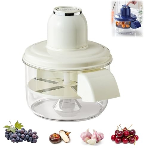 Electric Grape Peeling Machine, Macchina Elettrica Sbucciare L'uva, Pelapatate Automatico per L'aglio, Ricarica USB Automatic Small Fruit Peeling Machine per Plum, Loquat, Ciliegia (White)