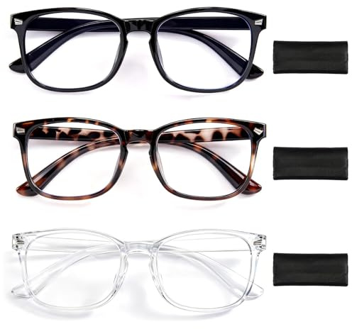 prota Blaulichtfilter Brille Damen, 3 Paar Blue Light Blocking Glasses Set mit 3 Brillenetui, Blaulichtblockierung Brille Schutz Vor Augenermüdung Unisex Blaulichtbrille Brille Lesehilfe