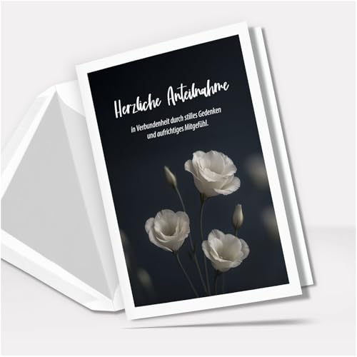 Beileidskarte mit Umschlag - Trauerkarte Kondolenzkarte - Hochwertige Klappkarte für persönliche Anteilnahme - Motiv 14
