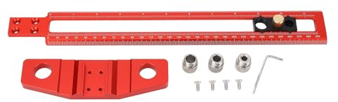 T-Quadrat-Lineal 30 cm, T-Typ-Markierungslineal, Bohrpositionierungslineal aus Aluminiumlegierung mit 6 mm, 8 mm und 10 mm Bohrhülsen, doppelte metrische und Zoll-Skala für