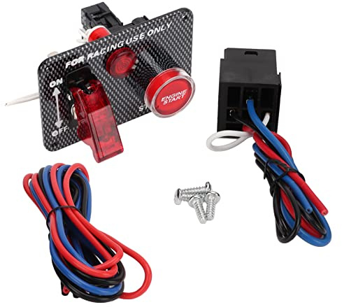 Itonash KIT DE PANEL DE INTERRUPTOR DE ENCENDIDO DE FIBRA DE CARBONO MULTIFUNCIONAL RACING PARA AUTOMÓVIL