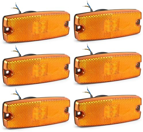 Yuanjoy 6 Fari Laterali LED Arancioni, 12V/24V Per Rimorchio IP65 Impermeabili Con Certificazione ECE R10, Per Rimorchio, Furgone, Camper, Camion
