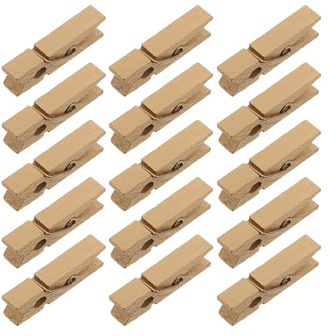 GLEAVI Lot de 50 Mini Pinces Photo en Bois Couleur Dorée, Clips Artistiques Multifonctions pour Loisirs Créatifs, Porte-noms et Décorations Festives, Petites Pinces à Bijoux Robustes