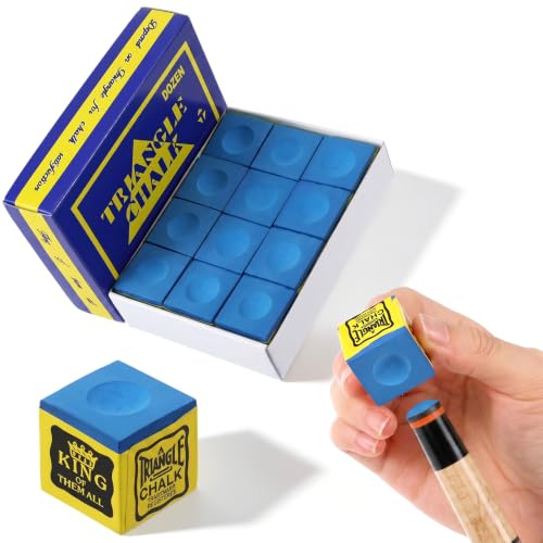 Kynigo 12Pack Pool Cue Chalk, Billiard Chalk Cubes Blue for Snooker, Standard Pool Table Accessories and Billiard Supply Set