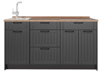 Vicco Köksblock Fame-Line, Mörkgrå/antracit, 150 cm, AP Oak, för individuell expansion med kompatibla moduler
