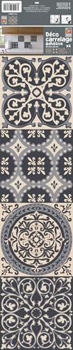 Stickers Carrelage Imitation Carreaux Ciment Ancien Noir Beige 20x20cm x4 Homestaging Déco Intérieure