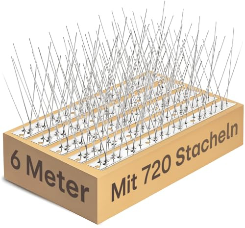 Praknu Taubenabwehr Spikes Edelstahl 6m – Extra Dicht mit 720 Spikes für maximalen Schutz – Effektiv für Balkon, Dach & Fensterbank – Wetterfest & tierfreundlich - Vogelabwehr Balkon - Vogelschutz