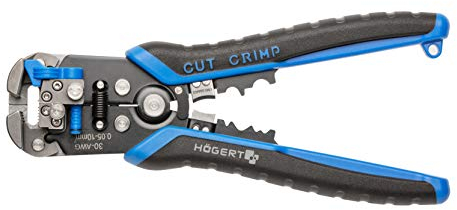 HÖGERT TECHNIK Automatic Wire Stripper and Cutting Pliers 210 mm, 0.05-10 mm², SK5 Steel, Crimping & Cutting Function, Ergonomic Handle, Precise and Durable