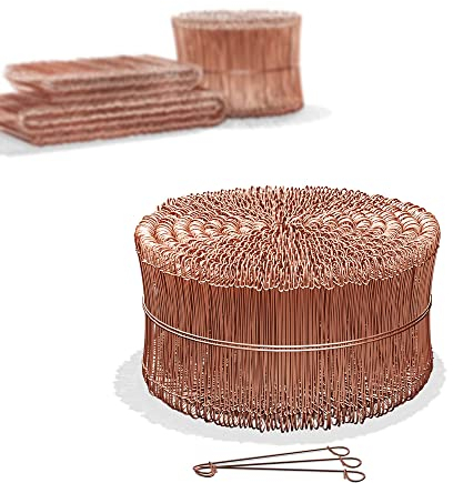 Heimfleiss® Liens à boucle 1,0 x 100-160 mm (1000 pcs.) - Fil d'attache cuivré - Fil à œillet pour tordeuse & pince à tordeuse - Fermeture de sac en fil métallique