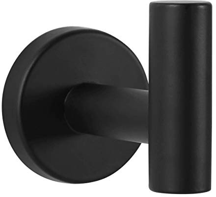 Ambrosya - Handtuchhaken aus Edelstahl in Schwarz - Handtuchhalter Bad Küche Badezimmer Deko Haken Garderobe Kleiderhaken Wand Wandhaken Garderobenhaken Halter Halterung (Edelstahl (Schwarz))