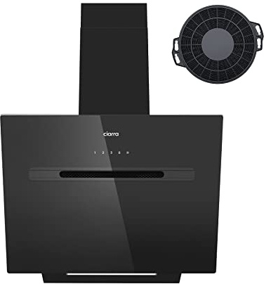 CIARRA CBCB6736G A+++ Hotte Aspirante 60cm - WIFI Hotte Inclinée 700m³/h - 4 Vitesses - Fonction Booster - Contrôle WIFI + APP - Éclairage LED - Noir