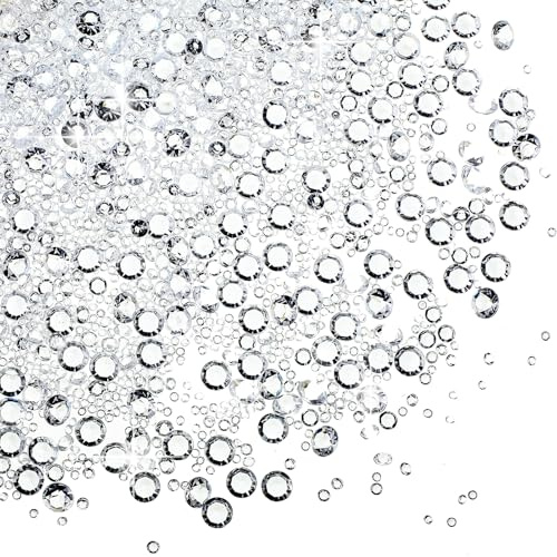 Hicarer 7000 Pieces Diamond Decorations Bling Bling Diamond Vase Filler Acrylic Gem Table Scatter Crystals in Four Sizes Table Decorations for Wedding Birthday Party Bridal Shower(White)