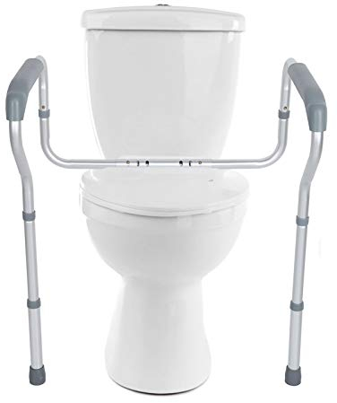 Support WC réglable en Hauteur sur 5 Positions avec Pieds en Caoutchouc antidérapants, Aide Pratique dans la Salle de Bain pour Un Maintien nécessaire, 67 x 45 x 75 cm, Charge maximale : 135 kg