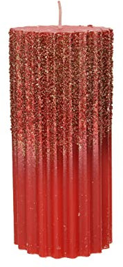 Christmas-Decorations Stumpenkerzen 7x15cm Wachs Zylinderkerzen mit Glitzer Adventskerzen weihnachtsrot rot