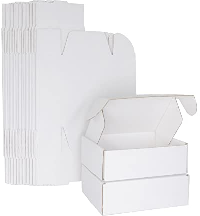 White Corrugated Cardboard Boxes, 150x100x50mm Royal Mail PIP Small Parcel Boxes, Mailing Boxes for Business, Posting, Storing or Gift (10 Pieces)