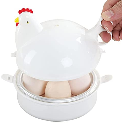 Otherway Cuiseurs À Œufs - Cuiseur Oeuf Micro Ondes, Cuiseur À Œufs Rapide en Forme De Poule, Cuiseur À Œufs pour Micro-Ondes, Coquetiers De 4 Oeufs en Forme De Poulet Four Micro-Ondes, 01