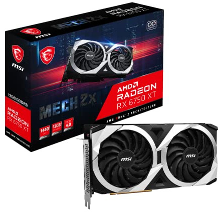 MSI Radeon RX 6750 XT MECH 2X 12G OC Gaming Graphics Card - 12GB GDDR6, 2618 MHz, PCI Express 4, 192-bit, 3x DP v 1.4a, HDMI 2.1 (Supports 4K & 8K)