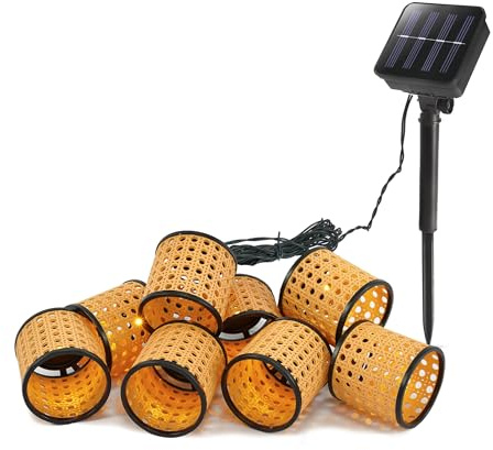 Esotec Solar Lichterkette Outdoor Gartendeko Gartenbeleuchtung Samoa 102800 | Solar Lichterkette Outdoor, 8 LED-Körbchen, warmweiß 2500K, 8Std, Leuchtlänge 2,1m, Gesamtlänge 4m, Akku wechselbar
