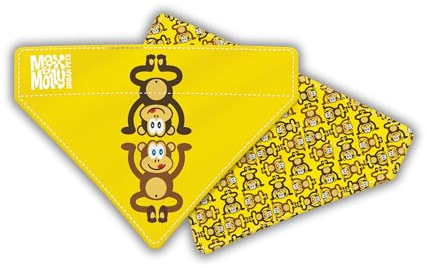 Max & Molly Wendehalstuch aus Stoff für Hunde und Katzen, weicher, waschbarer Stoff, kein Binden Design, um Bandana sicher an Ort und Stelle zu halten (Affen, Medium-Large)
