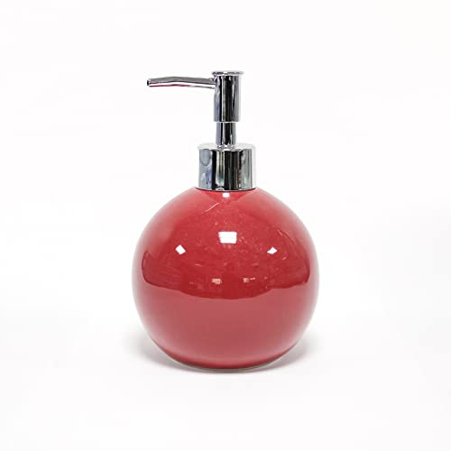 douceur d'intérieur, Distributeur Savon (Diamètre 9,7 x 16 cm) Bullea Framboise, Céramique Unie