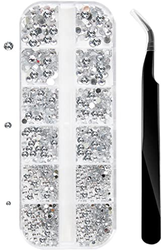 1500 Strass Cristallo, Glitter Brillantini Decorazioni per Unghie, Nail Art und Make Up - Bianco, 2mm, 3mm, 4mm