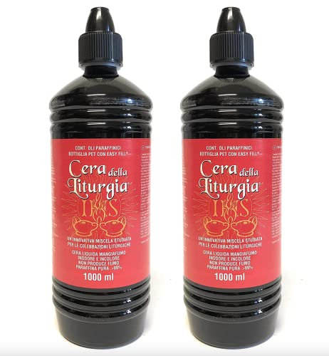 Generico Cera Liquida in Bottiglia da 1 litro. Cera per Lampade e Candele di Chiesa. 2 Bottiglie