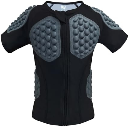 Topeter Protector de costillas de fútbol para jóvenes, camisa protectora de pecho de béisbol para niños, camisa de compresión acolchada negra YL