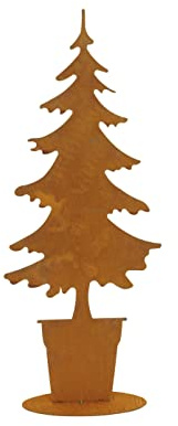 Deko Tannenbaum aus Metall mit Bodenplatte zum Stellen in Rostoptik 57cm als Gartendeko