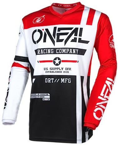 O'NEAL | Motocross-Jersey Langarm | MX Enduro | Gepolsterter Ellbogenschutz, V-Ausschnitt, atmungsaktiv | Element Jersey Warhawk V.24 | Erwachsene
