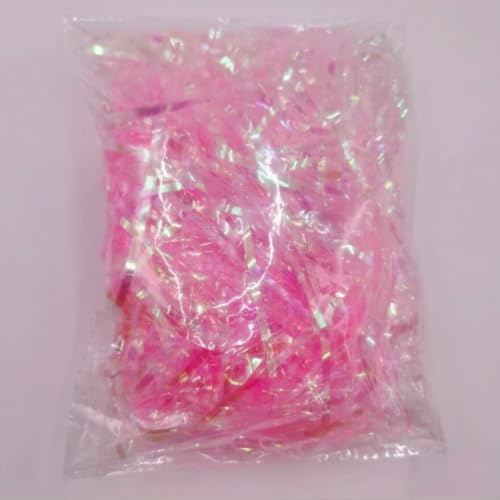 Pink Shred 50G Cute Girls Iridescent Sparkly Luxury Shred Tinsel Shredded Packaging Plastic Filling Gift Box Birthday Non Heat bondable Pack Basket Grass Hampers Filler Paper Easter Christmas Fibre