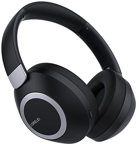 LORELEI B-C6 Kabellose Over-Ear-Kopfhörer, 50H Playtime Faltbare, leichte Bluetooth-Headsets, Tiefe Bässe, eingebautes Mikrofon, Ohrenschützer aus Memory-Schaumstoff, für Reisen(Space Black)