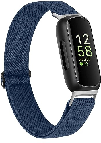 Bracelets élastiques en nylon compatibles avec Fitbit Inspire 3 pour homme et femme, bracelet de rechange doux, réglable et extensible pour traqueur d'activité Fitbit Inspire 3 (bleu)