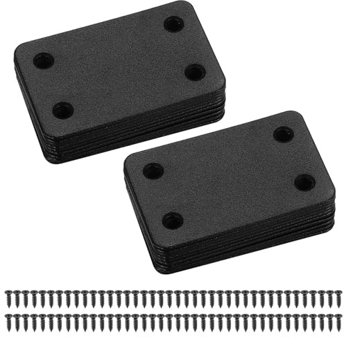 20 Piezas Soportes de Placa Plana, Soportes de Esquina Plana de Acero Inoxidable, Pletinas de Planas Soportes de Esquina de Reparación para Silla Muebles - 38x60 mm (Negro)