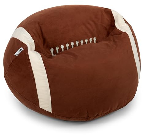 Big Joe Sports Ball Child-Sized Bean Bag Chair for Kids, Football Plush, Ultra-Soft Lightweight Polyester Blend, 2.5 Foot Refillable
