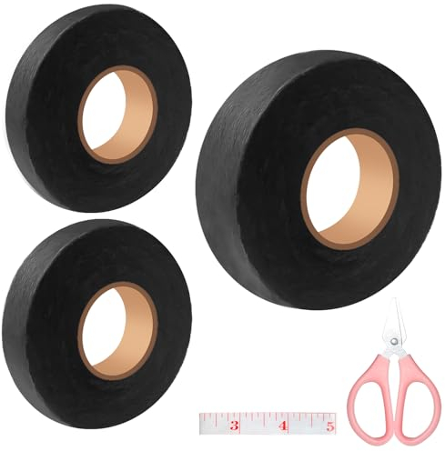 Sheryl&Rain Saumband zum Aufbügeln, 150M Bügelband Schwarz, 15mm 20mm 25mm Breite Selbstklebend Saumband Ohne Nähen，mit Maßband Schere für Vorhänge Hosen Kleidung