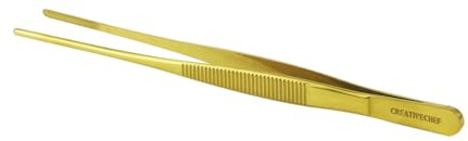 CREATIVECHEF 1 pince à épiler de cuisine de 20,3 cm pour placage de nourriture ergonomique, pince fine, outil de cuisine de chef pour la nourriture et la réparation des aliments et des réparations en