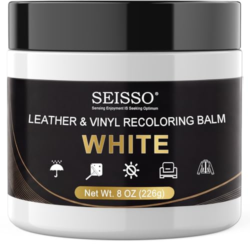 SEISSO Baume De Recoloration du Cuir 200 G, Kit De Réparation du Cuir, Kit De Crème De Réparation du Cuir, Restaurateur du Cuir, Les Canapés Et Les Sièges De Voiture (Blanc)