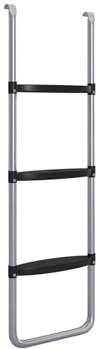 SPORTNOW Trampolinleiter mit 3 oder 2 Stufen Trampolintreppe mit breiten horizontalen Stufen, Universalhaken, 120 kg Belastbarkeit, 110 x 32 cm Silber