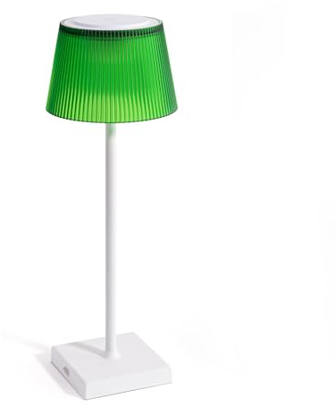Auraglow Rechargeable Table Lamp White Green, Cordless LED, 1 Pack | Battery operated touch dimmable, warm to cool tones, indoor outdoor, USB C, for desk, dining, bedroom and garden party