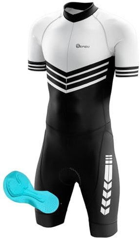 Triathlon Anzug Herren - Einteiliges Radtrikot - Trisuit Einteiler – Triathlonanzug - Triathlon Einteiler Kurz - 3Taschen für Wettkampf Run, Cycle, Swim,Herren Fahrradbekleidung Set (7,4XL)