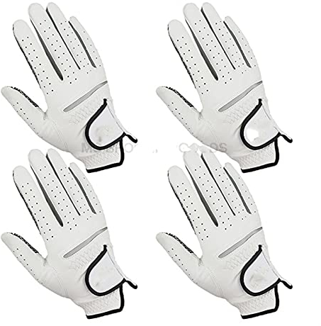Golfhandschuhe,Golfhandschuhe Herren 4 stücke Leder Golfhandschuhe Sporthandschuh für Golfspieler Herren Weiche atmungsaktive rutschfeste Designhandschuhe ( Color : 4PCS Right Hand , Size : M 23 )