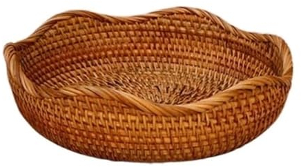 BGFYUSF Obstschalen-Korb, Rattan-Aufbewahrungskorb, handgefertigter Obstkorb, Dessert-Tablett, Snack-Aufbewahrungstablett, rechteckiger Brotkorb, dekorativ (B, klein)