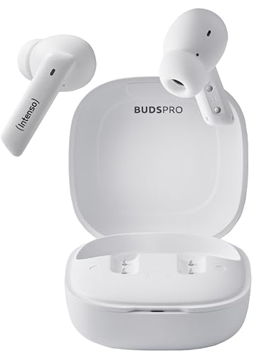 Intenso Buds Pro TWS True Wireless Auriculares T512HAE con híbrido ANC, ENC, Bluetooth y hasta 35 Horas de reproducción de música, Color Blanco
