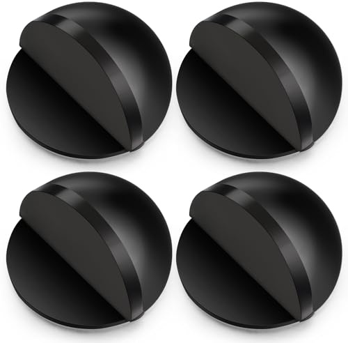 Hotop Selbstklebend Boden Türstopper aus Edelstahl, Schwarz, 4 Stk | Ovaler Türstopper Boden zum Kleben, Bodenmontiert Halbmond Door Stopper, Poliert Türpuffer mit Kleber, Schutz für Wand Tür