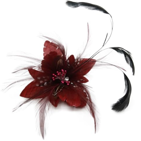 JKQBUX Multifunktionale Feder-Blumen-Brosche und Haarspangen für Frauen und Mädchen, Ansteckbrosche, Party-Zeremonie, Zubehör, Tanz, Bankett, Anstecknadeln, Kopfschmuck