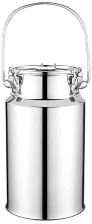 3-15L Milchkanne, 201 Edelstahl Metall Wasser Getränk Getränkespender Milcheimer Isolierkanne Mit Versiegeltem Deckel Für Milch Wein Öl, Silber, 10L