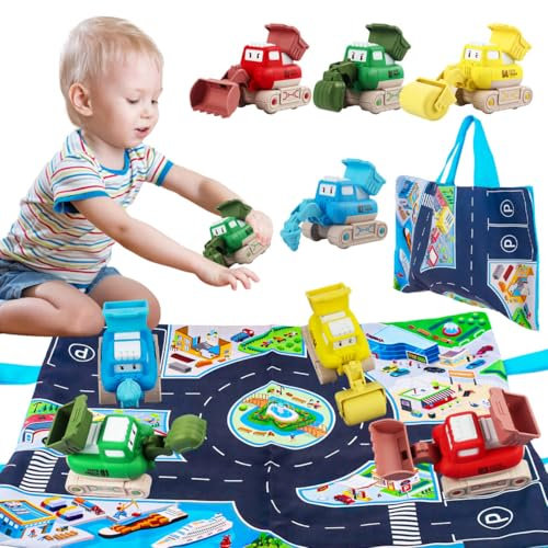 Gxhong Voiture bébé, pelleteuse pour enfants, voiture à corde, véhicule de construction avec sac de transport, cadeaux d'anniversaire pour jeunes enfants