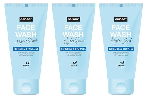 Sence Hydro Shock Gesichtswaschgel, Beauty Face Wash Face Care, Vegan Kosmetik mit Rizinusöl, Glycerin und Panthenol, tägliche Gesichtspflege für Männer und Frauen 3er Pack (3 x 150ml)
