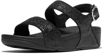 Fitflop kvinnors Lulu skrynkliga skimmer rygg-rem sandaler sandal, Metalliskt svart, 42 EU