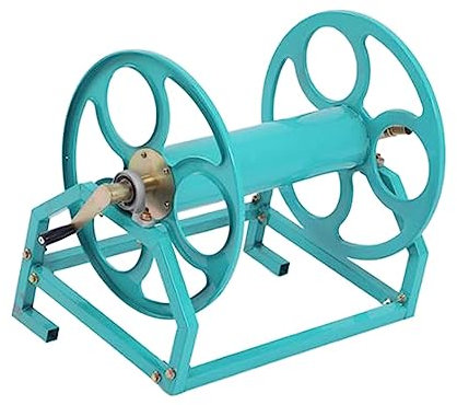 Carrello avvolgitubo da giardino in metallo resistente con design compatto per giardini prati e uso esterno per tubo dell'acqua e gancio per tubo inclusi